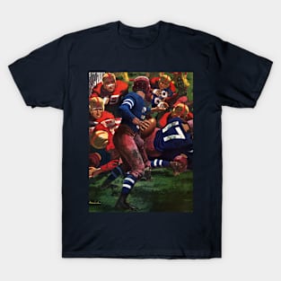 Vintage Sports Football Player Quarterback in Game T-Shirt